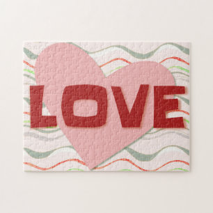 Rosa Herz Liebe Retro-Stil-Puzzle Puzzle