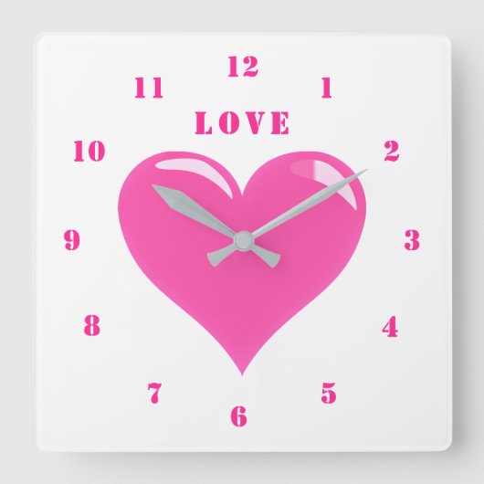 Rosa Herz Liebe Uhr (Vorderseite)