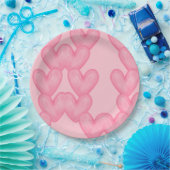 Rosa Herz Liebemuster Pappteller (Party)