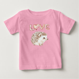 Rosa Herz Liebesballons Süßer Igel Baby T-shirt