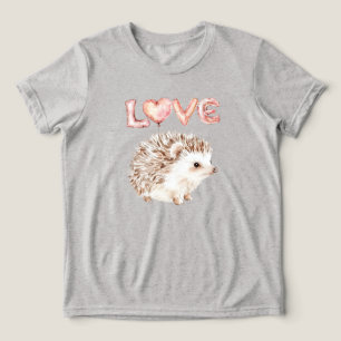 Rosa Herz Liebesballons Süßer Igel Tri-Blend Shirt