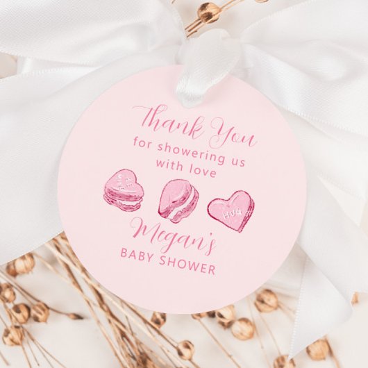 Rosa Herz Macaron Valentine Babydusche Geschenkanhänger