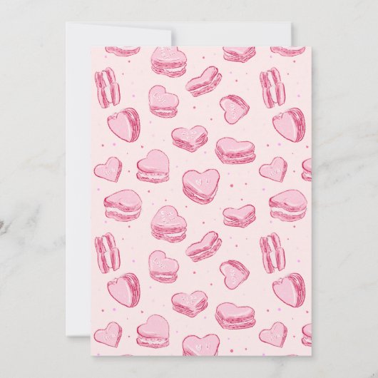Rosa Herz Macaron Valentinstag Party Einladung (Rückseite)