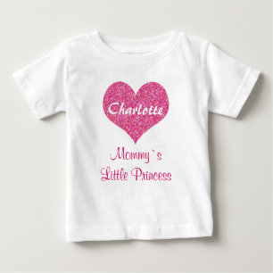 Rosa Herz-Mama ` s Prinzessin Personalized Name Baby T-shirt