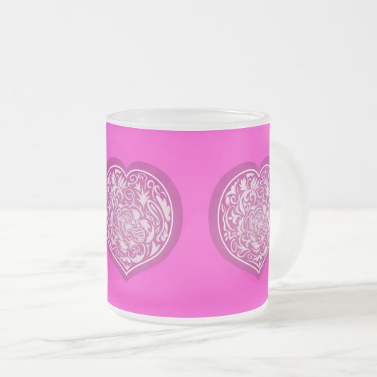 Rosa Herz Mattglastasse (VorderseiteRechts)