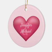 rosa Herz mit benutzerdefinierten Paarbezeichnunge Keramik Ornament (Links)