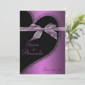 Rosa Herz mit Bow einladen Einladung (Stehend Vorderseite)