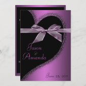 Rosa Herz mit Bow einladen Einladung (Vorne/Hinten)