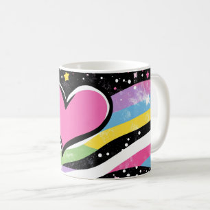 rosa Herz mit einer dicken schwarzen Umrandung, ze Kaffeetasse