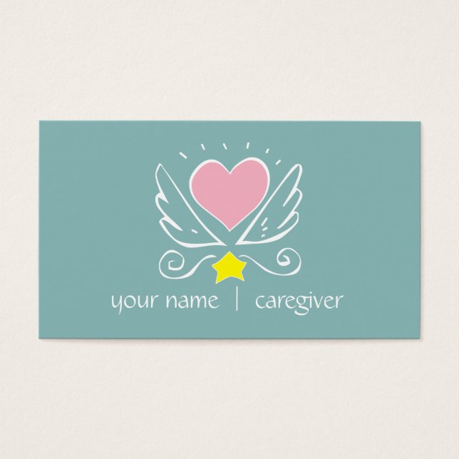 Rosa Herz mit Flügeln und Stern-Pflegekraft (Vorderseite)