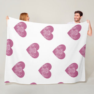 Rosa Herz mit Hübschem Girly Design Fleecedecke