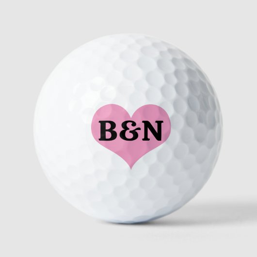 Rosa Herz mit Ihrem Text oder Namen Monogramm Anfa Golfball (Vorderseite)