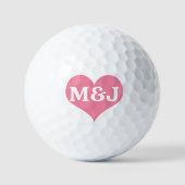 Rosa Herz mit Ihrem Text oder Namen Monogramm Anfa Golfball (Vorderseite)