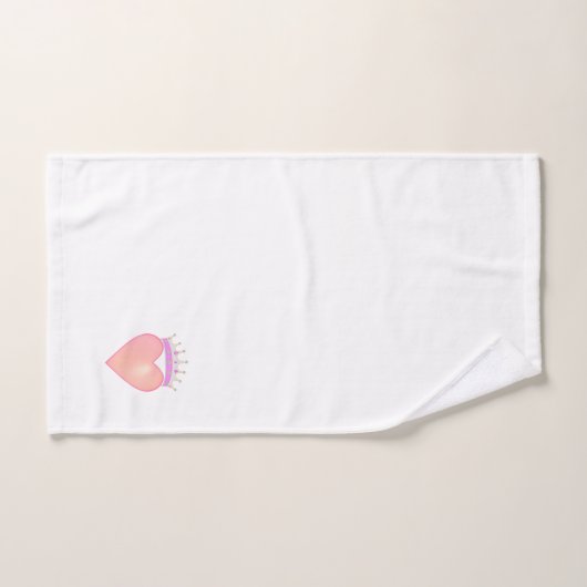 Rosa Herz mit Krone auf weißem Baden Badhandtuch Set (Handtuch)