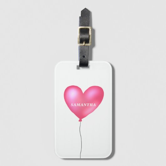 Rosa Herz mit Namen Gepäckanhänger (Vorderseite Vertikal)