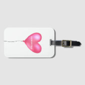 Rosa Herz mit Namen Gepäckanhänger (Vorderseite (Horizontal))