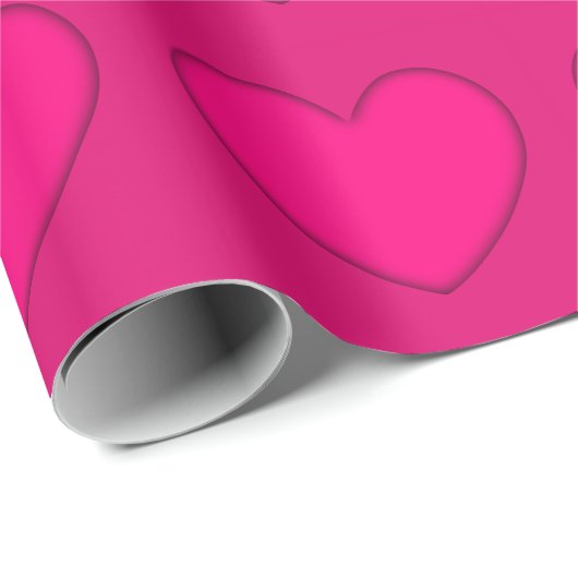 Rosa Herz mit schwarzer Kontur Geschenkpapier (Rolleneckpunkt)