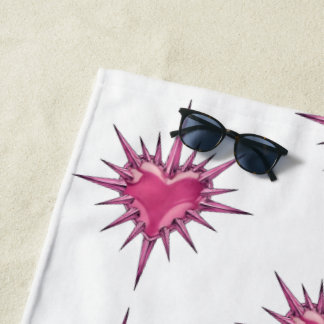 Rosa Herz mit Stacheldraht Cybersigilismus-Strandt Strandtuch