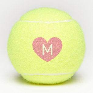 Rosa Herz Monogram Letter Tennis Balls Tennisbälle