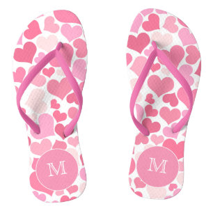 Rosa Herz Monogramm Flip Flops Badesandalen