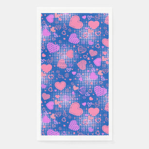 Rosa Herz Muster 01 Blau BG Serviette