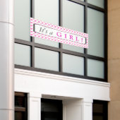 Rosa Herz Muster Es ist ein Mädchen Banner (Äußeres Gebäude)