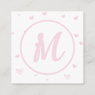 Rosa Herz Muster Girly Romantische Monogrammierte Begleitkarte