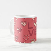 Rosa Herz-Muster Valentinsbecher Kaffeetasse (Vorderseite Links)