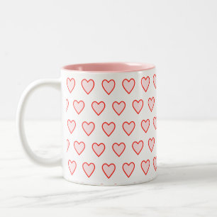 Rosa Herz Muster Zweifarbige Tasse