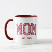 Rosa Herz Mutter Abschlussjahr Varsity-Design Tasse (Links)