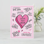 Rosa Herz Mütter Tag Spielerisch Stilvolle Zitate Karte (Stehend Vorderseite)