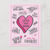 Rosa Herz Mütter Tag Spielerisch Stilvolle Zitate Postkarte (Vorderseite)