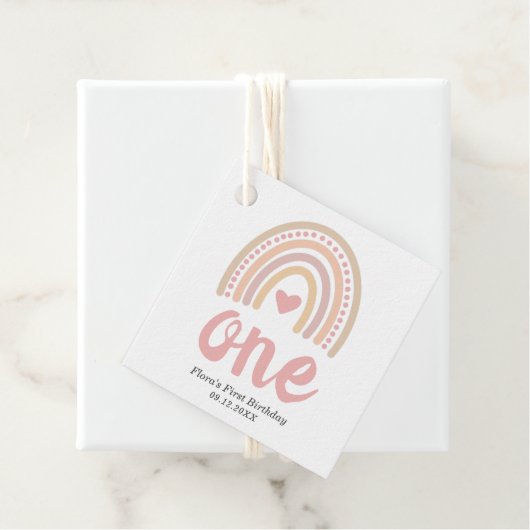 Rosa Herz Niedlich Girl Boho Rainbow Erster Geburt Geschenkanhänger (Beispiel)