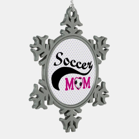 Rosa Herz oder Fußball-Mama Schneeflocken Zinn-Ornament (Links)