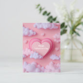 Rosa Herz-Papier-Valentinstagskarte  Postkarte (Stehend Vorderseite)