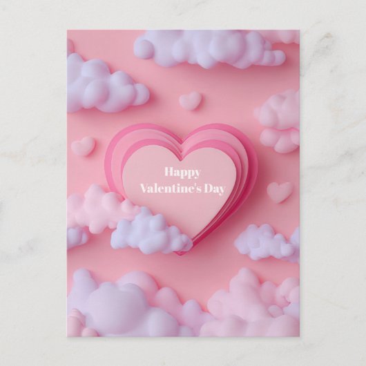 Rosa Herz-Papier-Valentinstagskarte  Postkarte (Vorderseite)