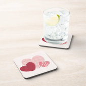 Rosa Herz-Papieraufkleber Getränkeuntersetzer (Rechte Seite)