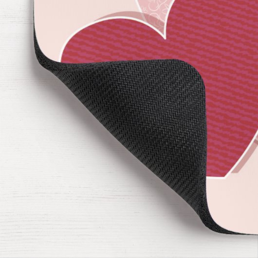 Rosa Herz-Papieraufkleber Mousepad (Ecke)