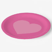 rosa Herz Pappteller (Schrägansicht)