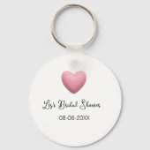 Rosa Herz Pastell Retro Brautdusche Datum Boho Te Schlüsselanhänger (Rückseite)