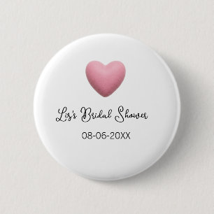 Rosa Herz Pastell Retro Brautparty Datum Boho Te Button