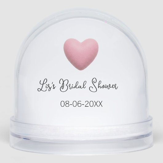 Rosa Herz Pastell Retro Brautparty Datum Boho Te Schneekugeln (Vorderseite)