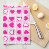 Rosa Herz Pastell Spaß Quadrate Geschirrtuch (Viertel Falte)