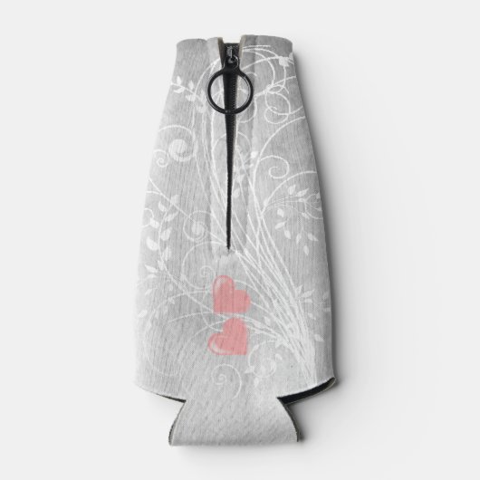 Rosa Herz Personalisiert Flasche Cooler Flaschenkühler (Rückseite)