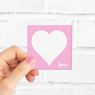 Rosa Herz-Post-it-Notizen mit Namen Post-it Klebezettel