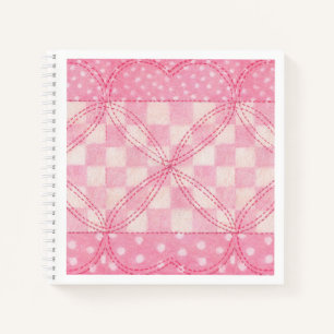 ROSA HERZ QUILT 8,5x8,5 Spiralblock Notizblock