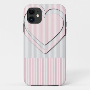 Rosa Herz Retro Muster Streifen #1 - iPhone Case