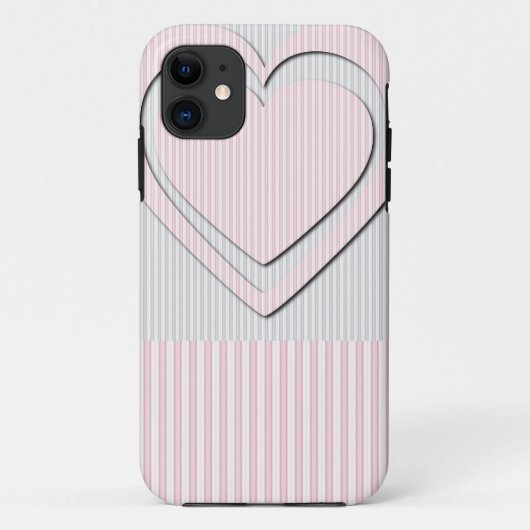 Rosa Herz Retro Muster Streifen #1 - iPhone Case (Rückseite)