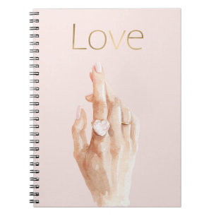 Rosa Herz Ring Hand Gold Liebe Notizblock