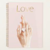 Rosa Herz Ring Hand Gold Liebe Planer (Vorderseite)